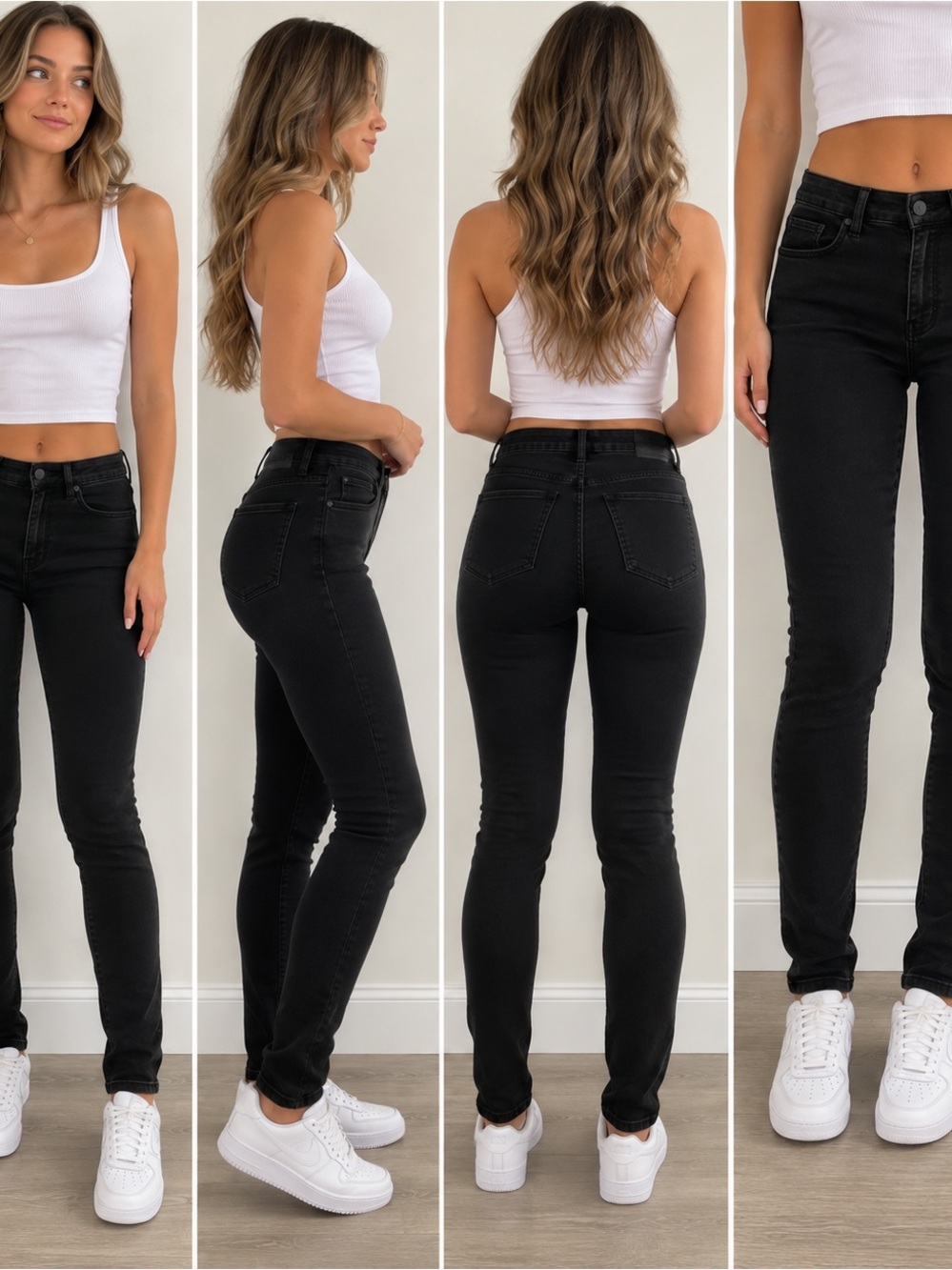 a.n.a A New Approach Women’s Size 14 Mid Rise Skinny Black Stretch Jeans - Picture 2 of 12